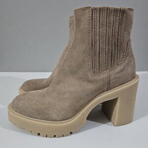 NEW Dolce Vita Caster H20 Ankle Bootie Womens 8.5 Tan Suede Waterproof Platform